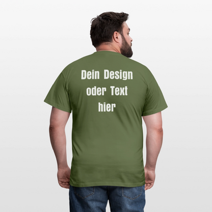 Männer T-Shirt - personalisierbare Vorder- und Rückseite - Militärgrün