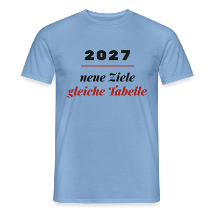"2027: neue Ziele, gleiche Tabelle" Motiv-T-Shirt für Männer, Farbe Carolina Blue