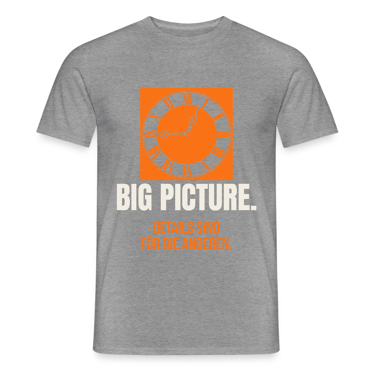 Big Picture. Details sind für die anderen. Motiv-T-Shirt für Männer, Farbe Graphit meliert