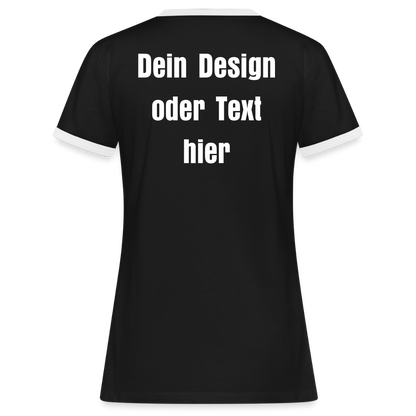 Frauen Kontrast-T-Shirt - personalisierbare Vorder- und Rückseite - Schwarz/Weiß