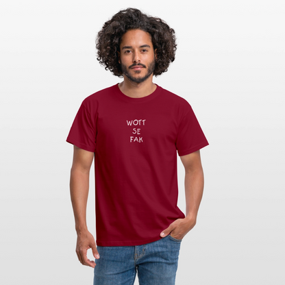 "WOTT SE FAK" Motiv-T-Shirt für Männer - Ziegelrot