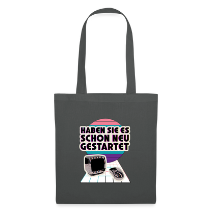 Haben Sie es schon neu gestartet? Vaporwave-Motiv Stoffbeutel, Farbe Graphite