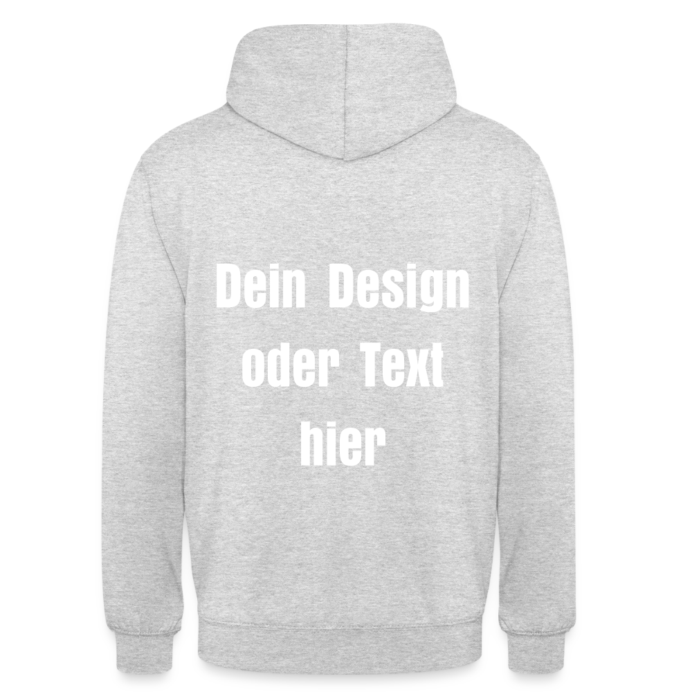 Unisex Hoodie - personalisierbare Vorder- und Rückseite - Hellgrau meliert