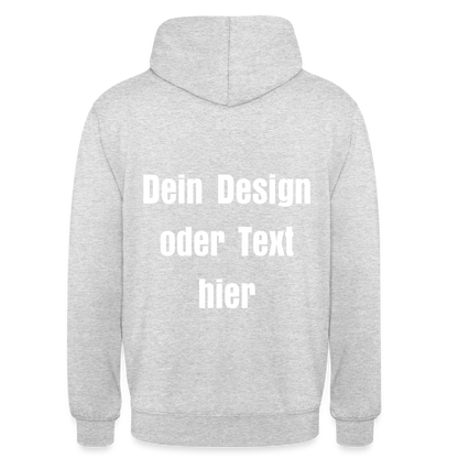Unisex Hoodie - personalisierbare Vorder- und Rückseite - Hellgrau meliert