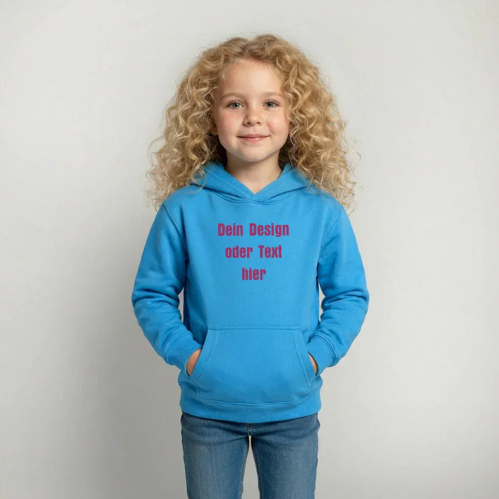 Kinder Hoodie - personalisierbare Vorder- und Rückseite - Meeresblau