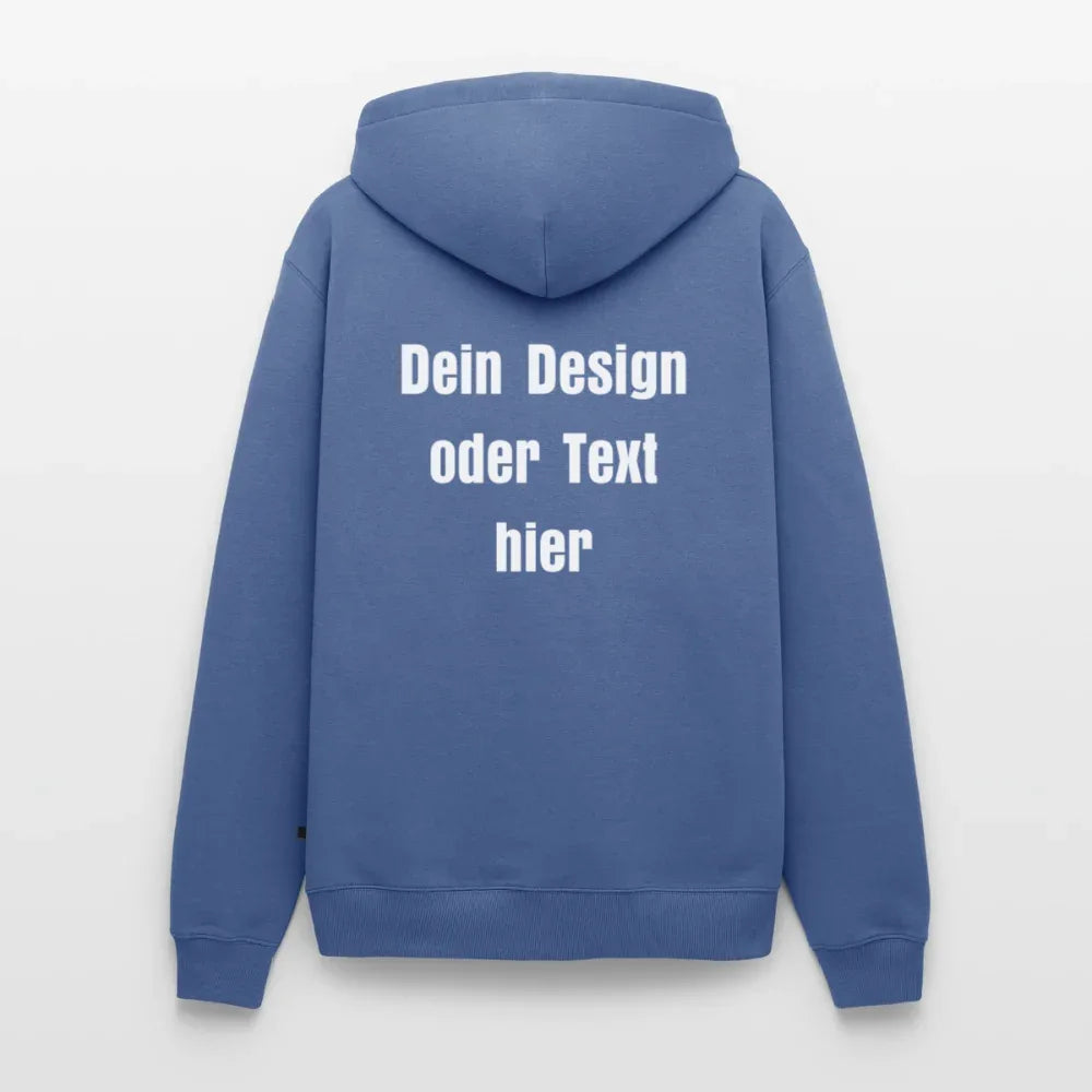 Männer Premium Hoodie - personalisierbare Vorder- und Rückseite - Taubenblau