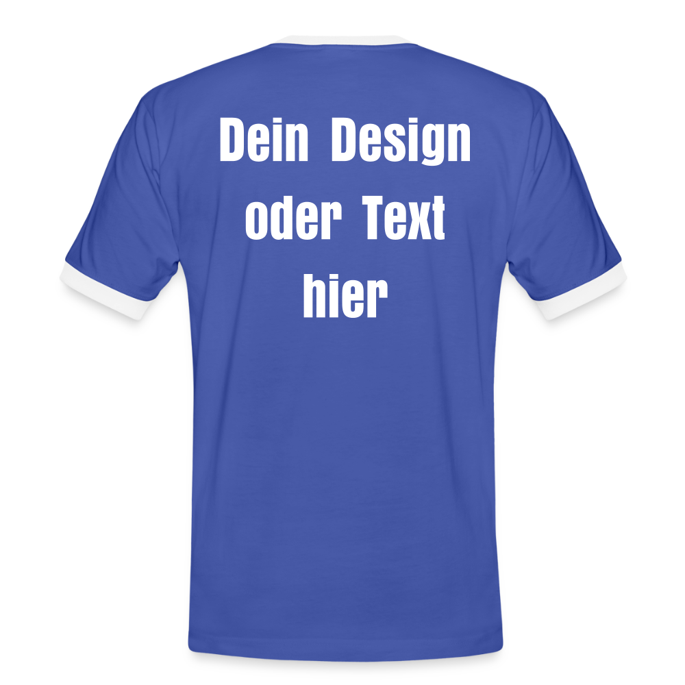 Männer Kontrast-T-Shirt - personalisierbare Vorder- und Rückseite - Blau/Weiß