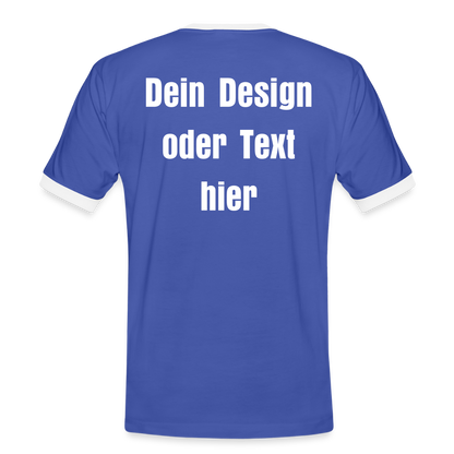 Männer Kontrast-T-Shirt - personalisierbare Vorder- und Rückseite - Blau/Weiß
