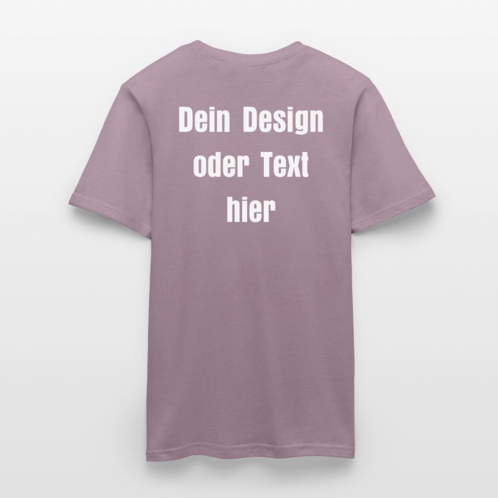 Männer T-Shirt - personalisierbare Vorder- und Rückseite - Lilagrau 