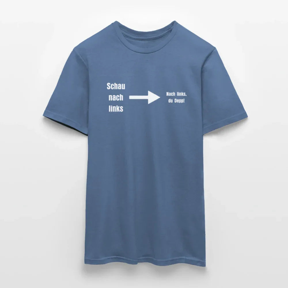 "Schau nach links" Motiv-T-Shirt für Männer - Taubenblau 