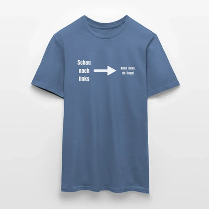 "Schau nach links" Motiv-T-Shirt für Männer - Taubenblau 