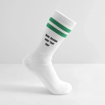 Tennissocken gestreift - personalisierbar - Weiß/Grün