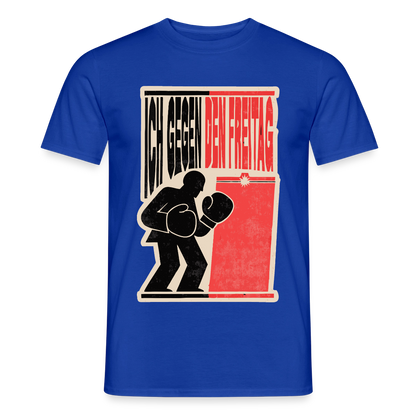 "Ich gegen den Freitag. Boxplakat-Motiv" Motiv-T-Shirt für Männer, Farbe Dunkelblau