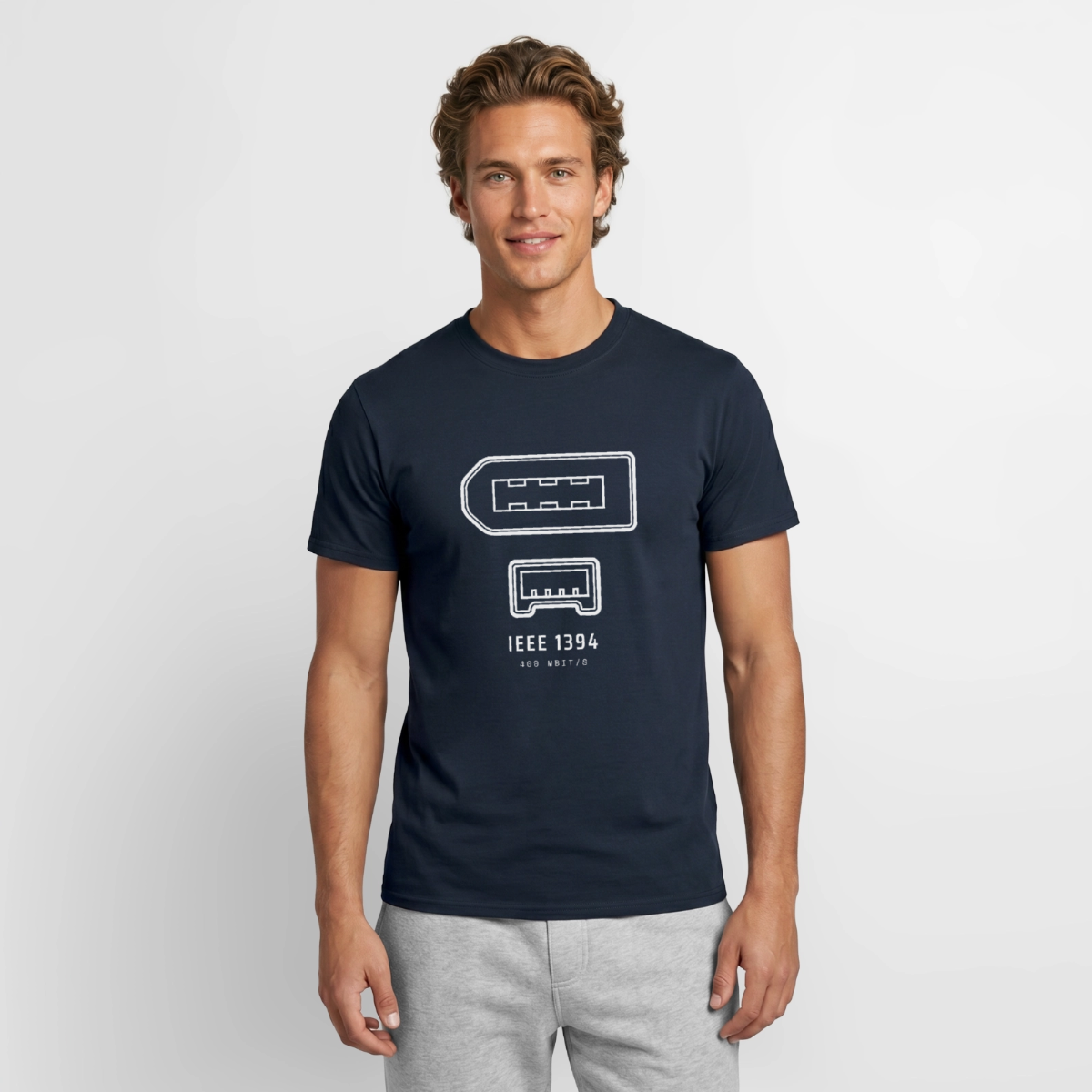 "IEEE 1394, 400 Mbit/s" Motiv-T-Shirt für Männer, Farbe Navy