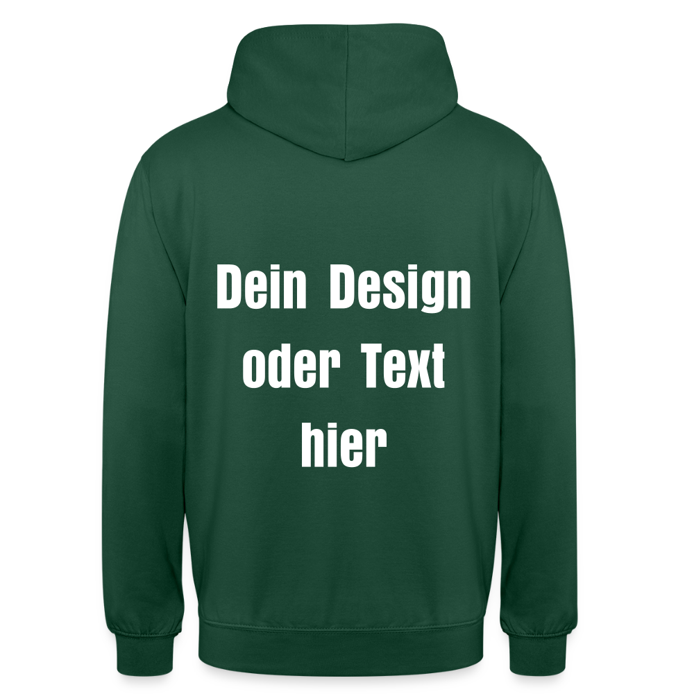 Unisex Hoodie - personalisierbare Vorder- und Rückseite - Flaschengrün