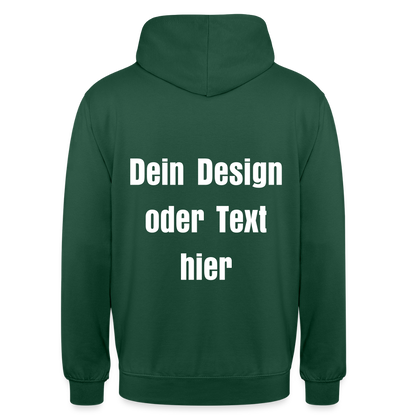 Unisex Hoodie - personalisierbare Vorder- und Rückseite - Flaschengrün