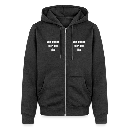 Männer Premium Kapuzenjacke - personalisierbare Vorder- und Rückseite - Anthrazit meliert