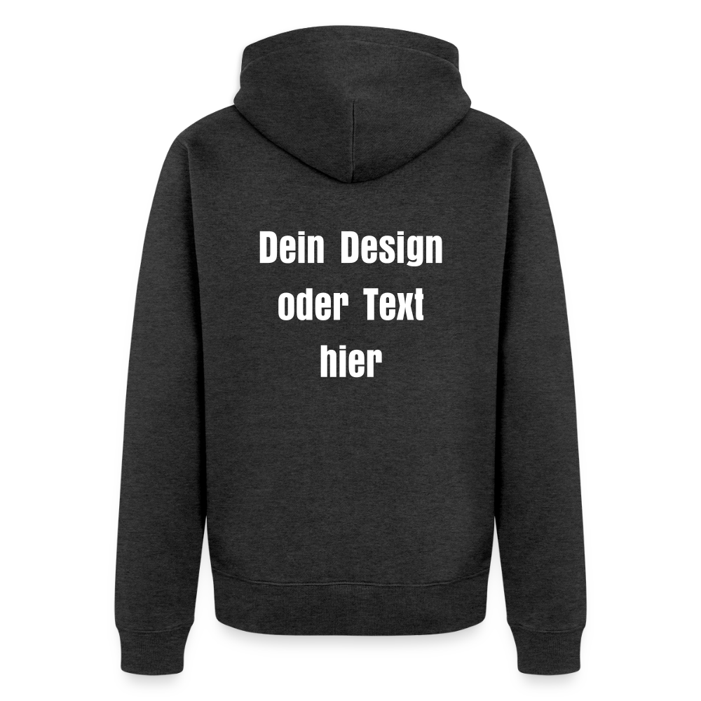 Männer Premium Kapuzenjacke - personalisierbare Vorder- und Rückseite - Anthrazit meliert
