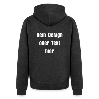 Männer Premium Kapuzenjacke - personalisierbare Vorder- und Rückseite - Anthrazit meliert