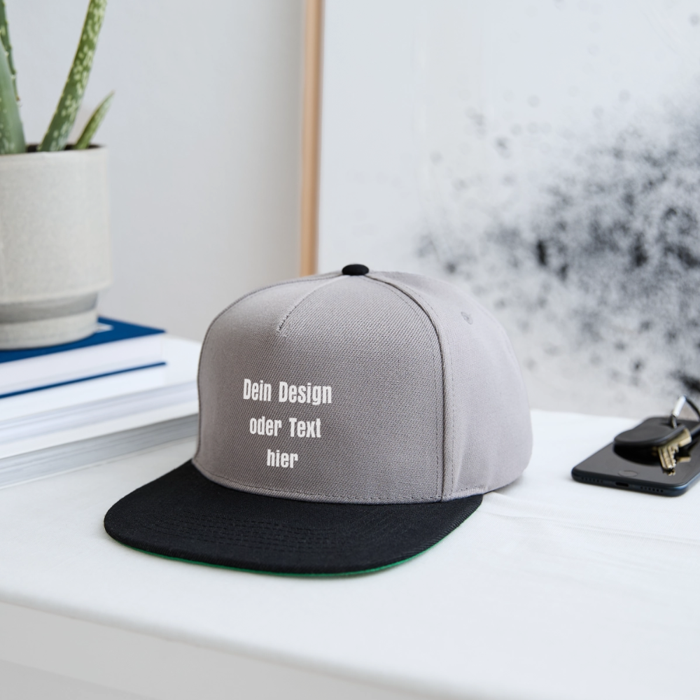 Snapback Cap - personalisierbar - Graphit/Schwarz