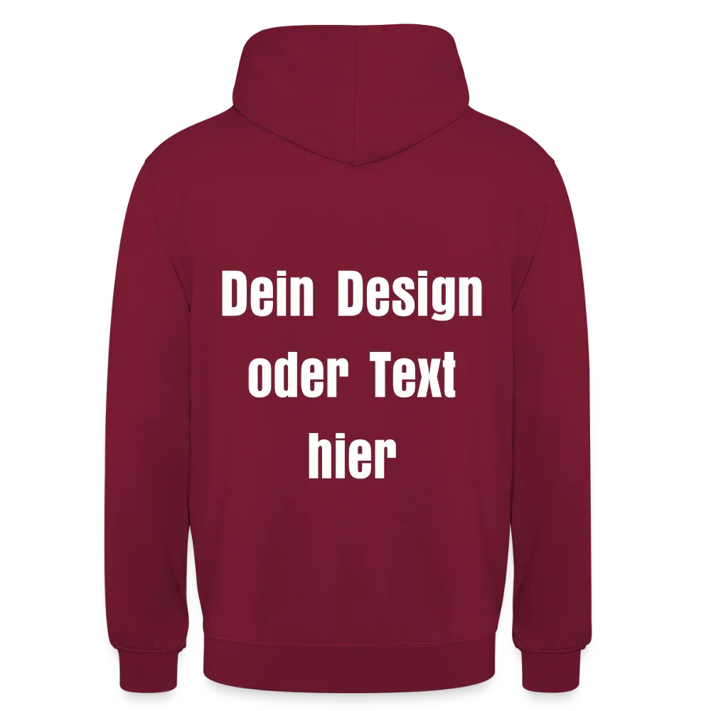 Unisex Hoodie - personalisierbare Vorder- und Rückseite - Bordeaux