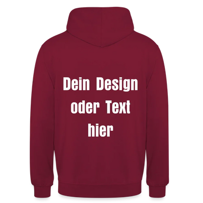Unisex Hoodie - personalisierbare Vorder- und Rückseite - Bordeaux