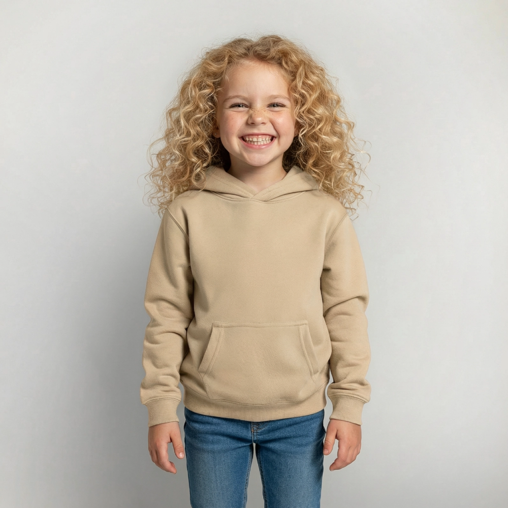 Kinder Hoodie - personalisierbare Vorder- und Rückseite - Sand