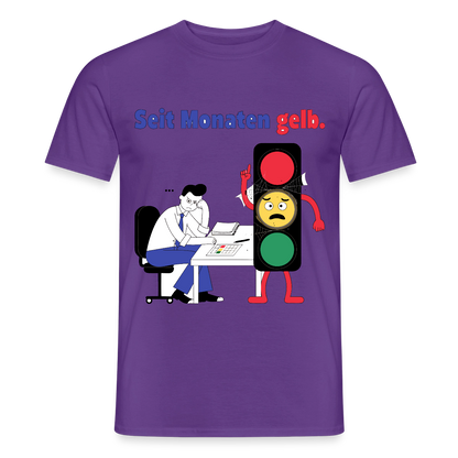 "Seit Monaten gelb. Ampel-Motiv" Motiv-T-Shirt für Männer, Farbe Lila