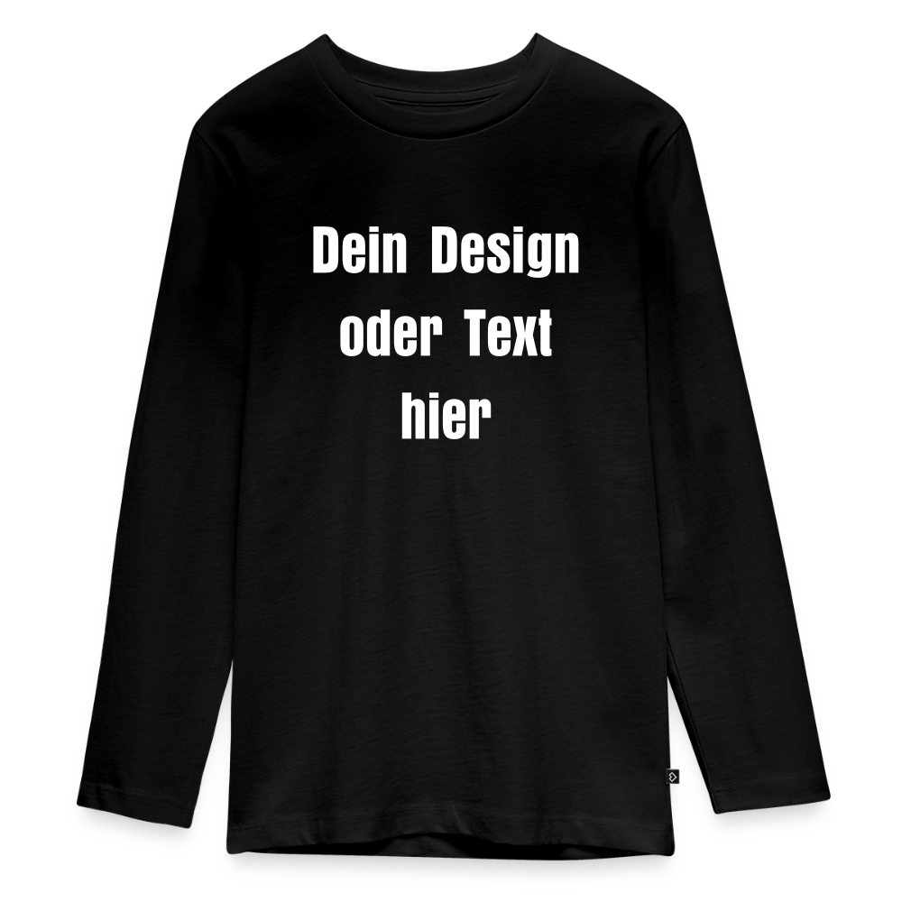 Teenager Premium Langarmshirt - personalisierbare Vorder- und Rückseite - Schwarz