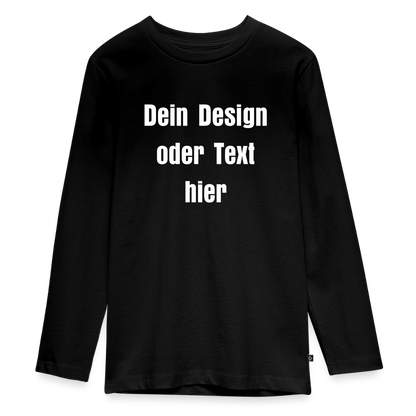 Teenager Premium Langarmshirt - personalisierbare Vorder- und Rückseite - Schwarz