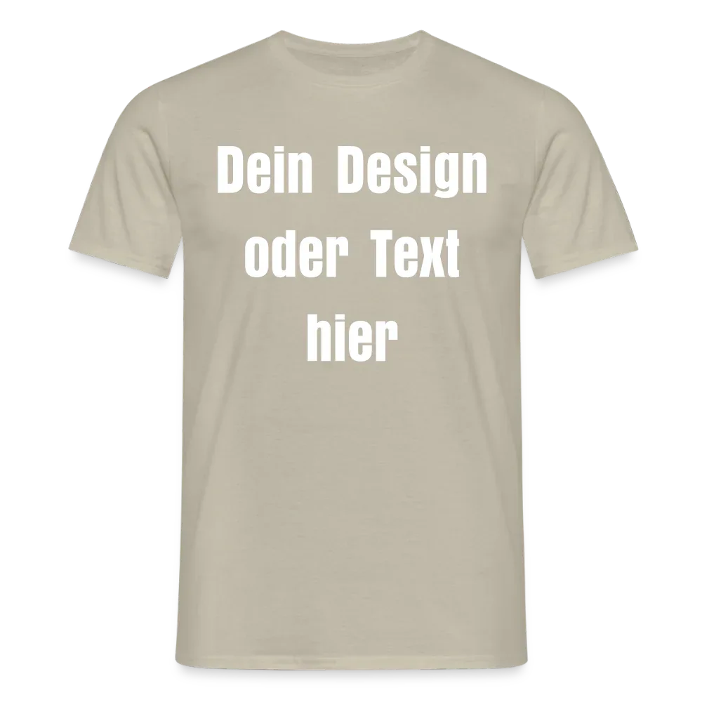 Männer T-Shirt - personalisierbare Vorder- und Rückseite - Sandbeige