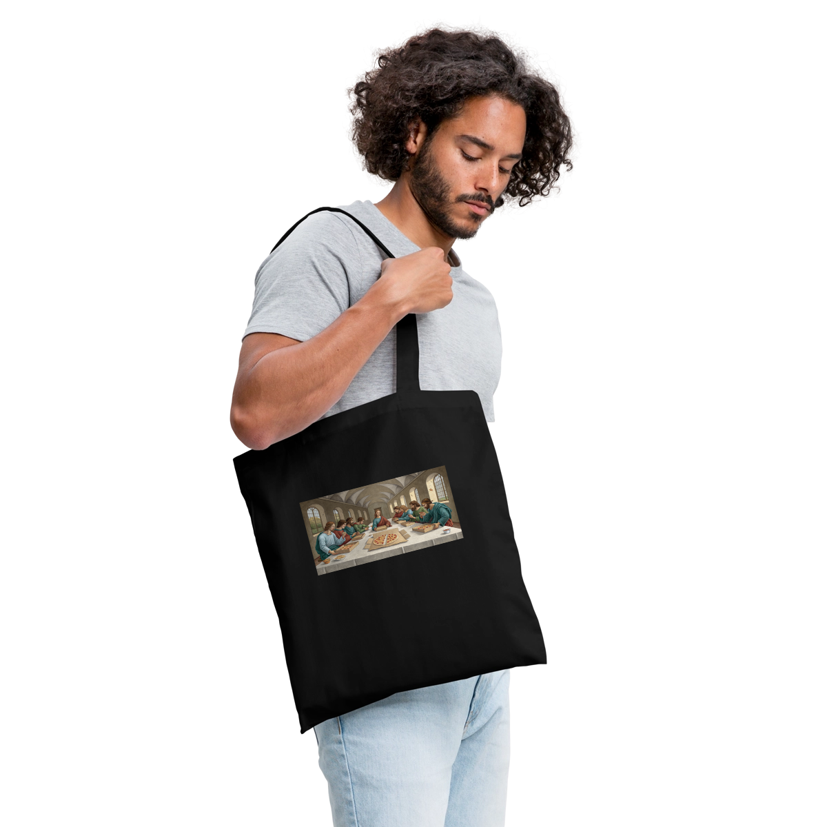 Das Teamevent. Renaissance-Motiv Stoffbeutel, Farbe Schwarz, Model