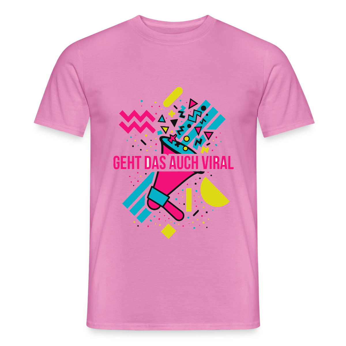Geht das auch viral? Memphis-Motiv Motiv-T-Shirt für Männer, Farbe Pink