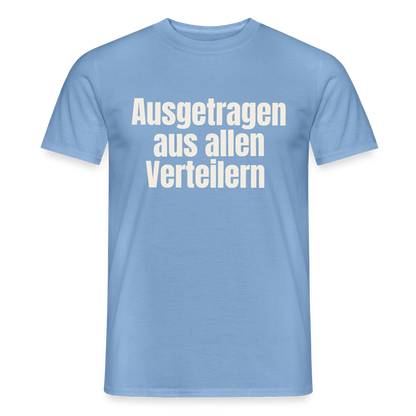 "Ausgetragen aus allen Verteilern" Motiv-T-Shirt für Männer, Farbe Carolina Blue