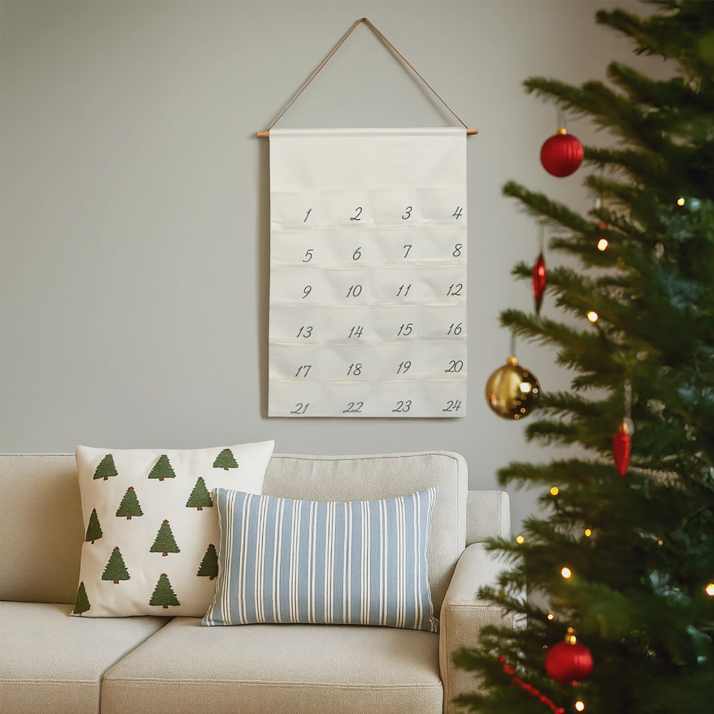 Leinen Adventskalender - Naturweiß