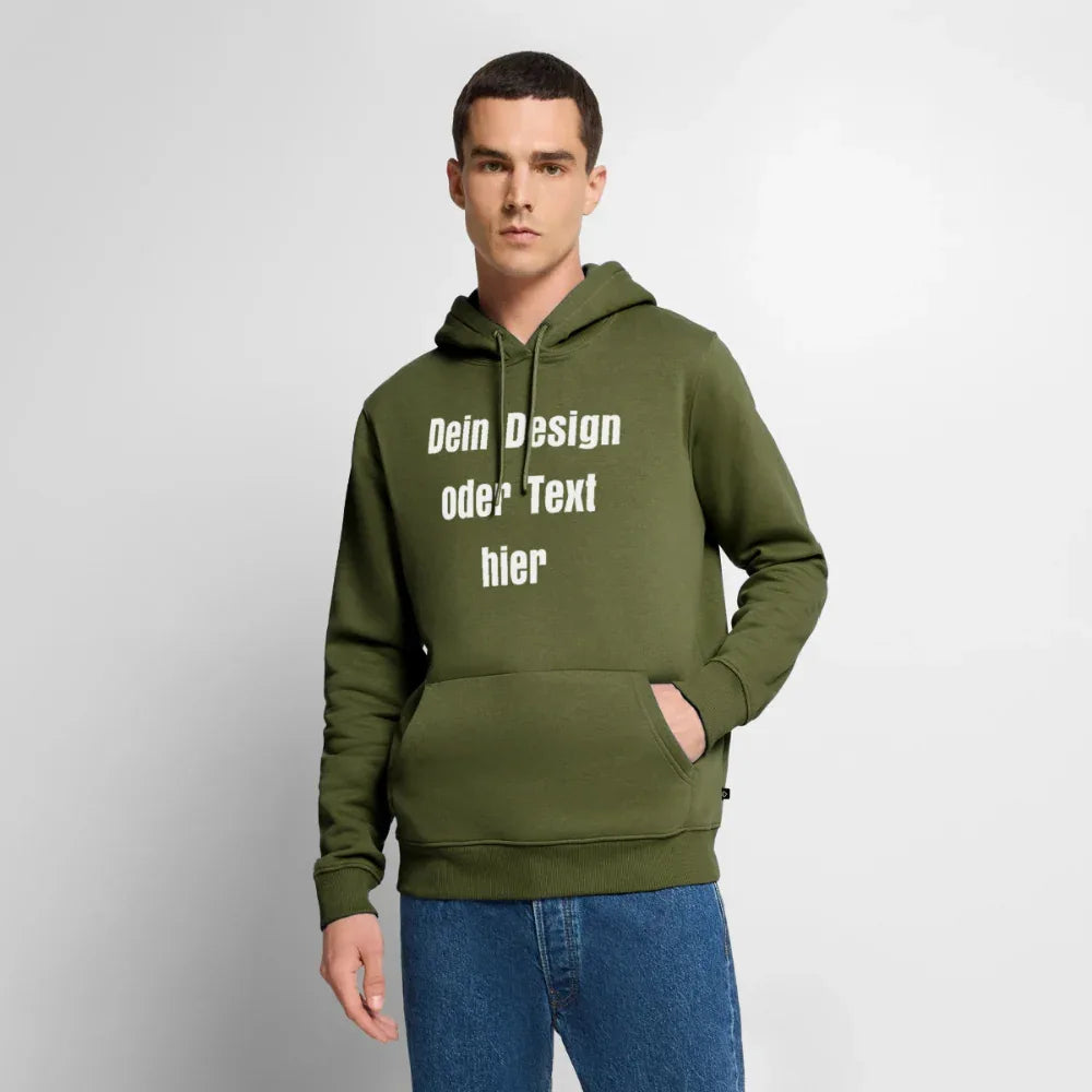 Männer Premium Hoodie - personalisierbare Vorder- und Rückseite - Khaki