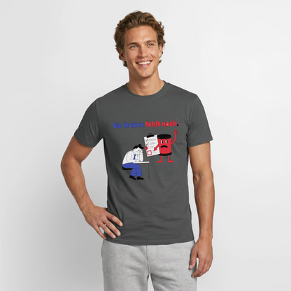 "Ein Haken fehlt noch. Comic-Motiv" Motiv-T-Shirt für Männer, Farbe Anthrazit