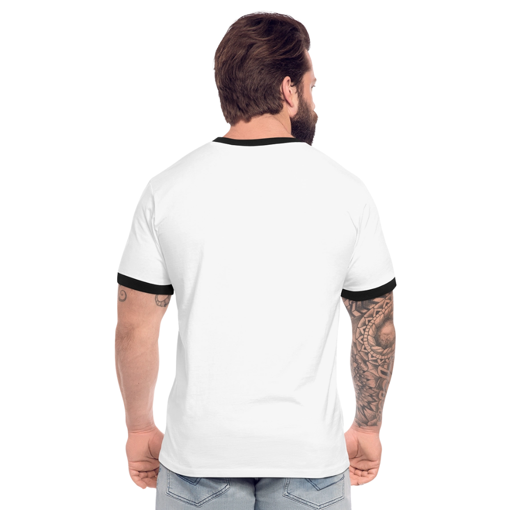 Männer Kontrast-T-Shirt - personalisierbare Vorder- und Rückseite - Weiß/Schwarz