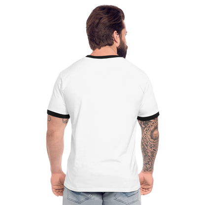 Männer Kontrast-T-Shirt - personalisierbare Vorder- und Rückseite - Weiß/Schwarz