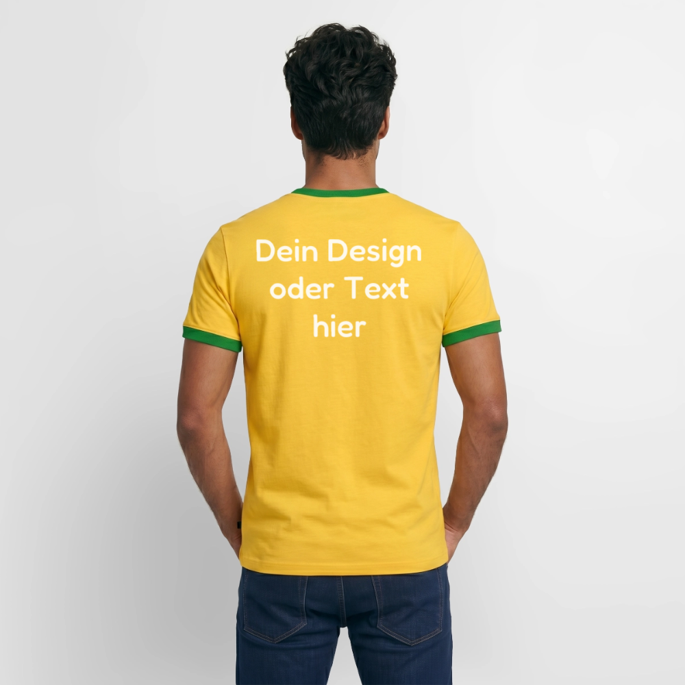 Männer Kontrast-T-Shirt - personalisierbare Vorder- und Rückseite - Gelb/Grün 