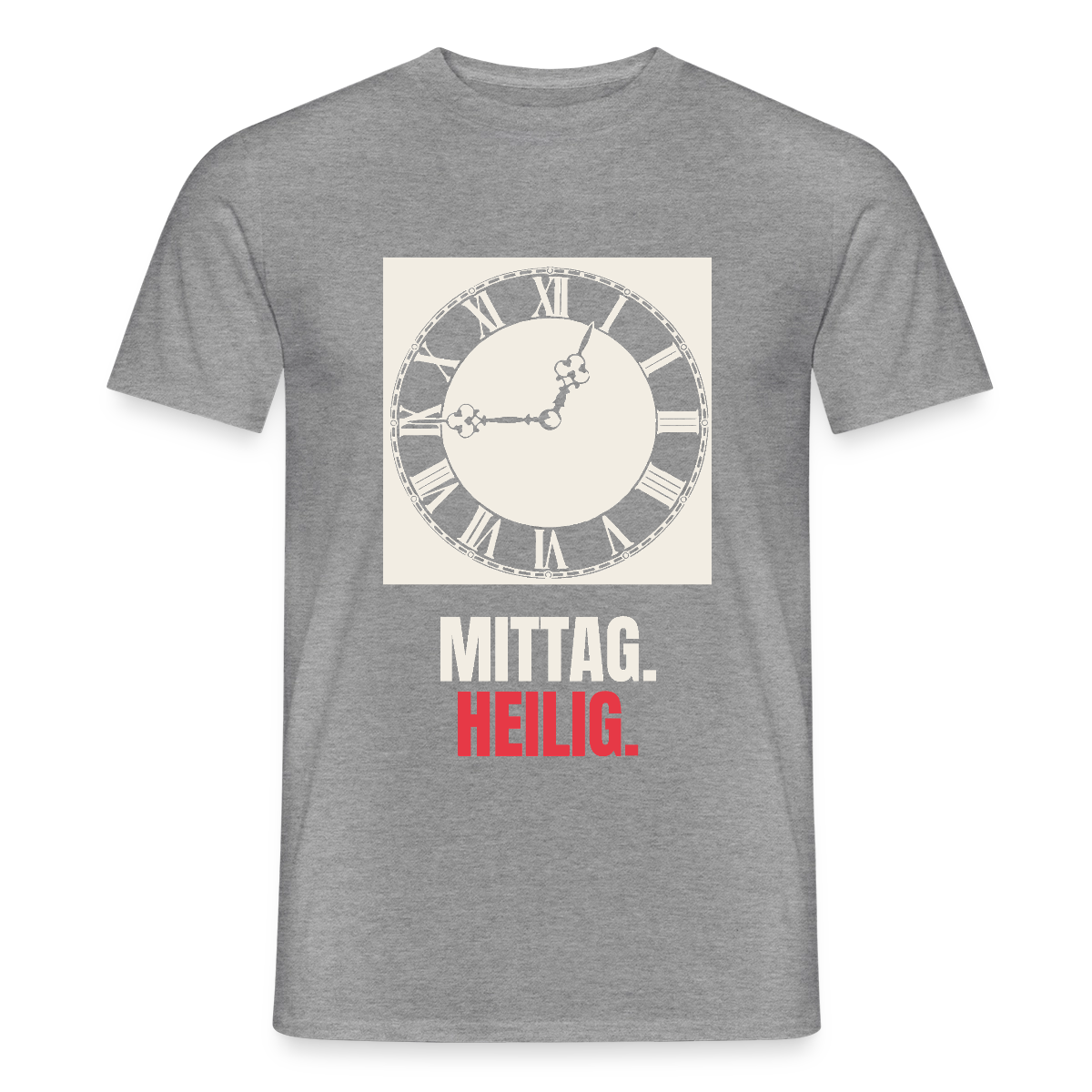 "Mittag. Heilig." Motiv-T-Shirt für Männer, Farbe Graphit meliert