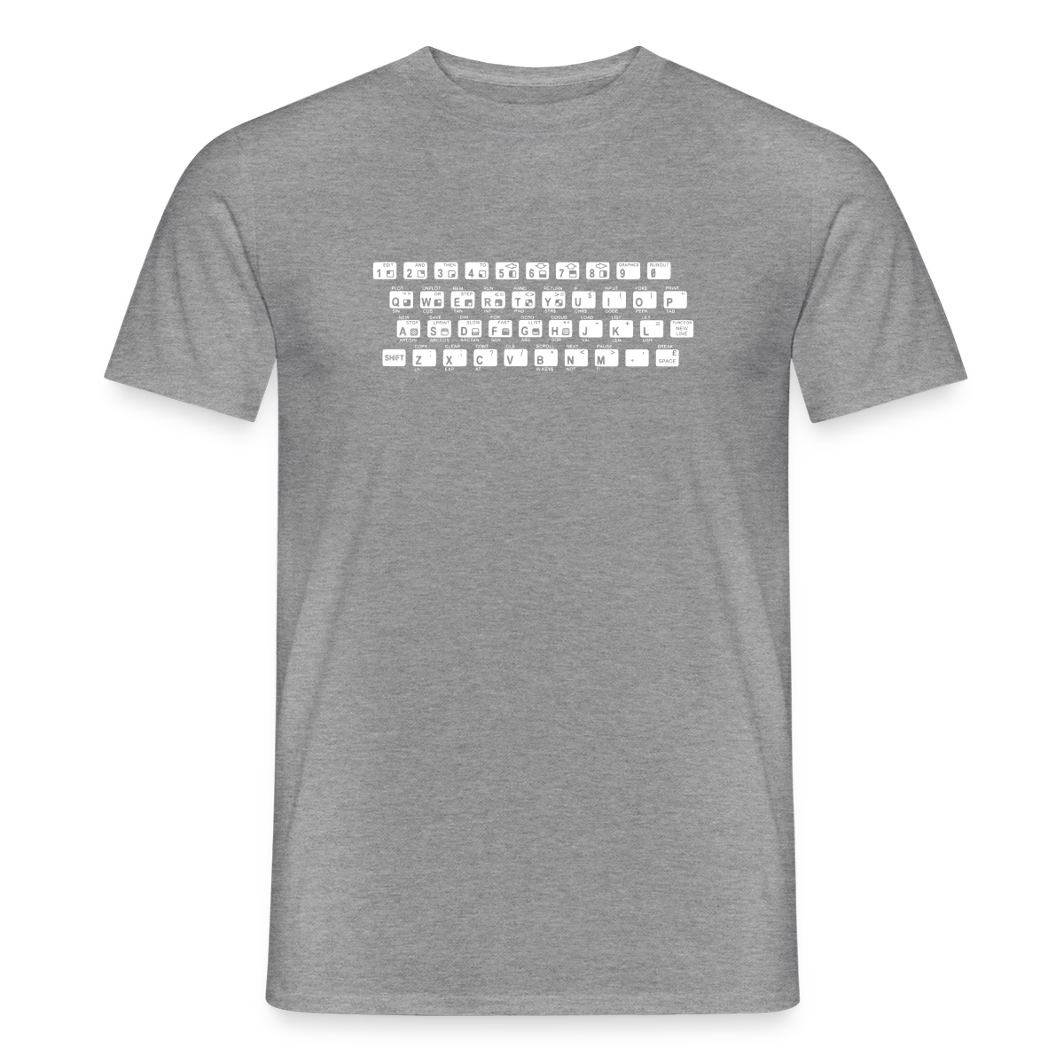 48K ZX Spectrum Motiv-T-Shirt für Männer, Farbe Graphit meliert
