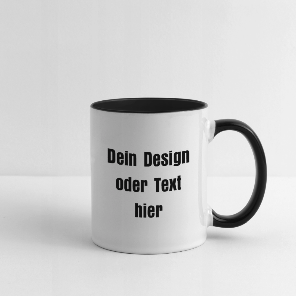 Keramiktasse zweifarbig 325ml - personalisierbar - Weiß/Schwarz