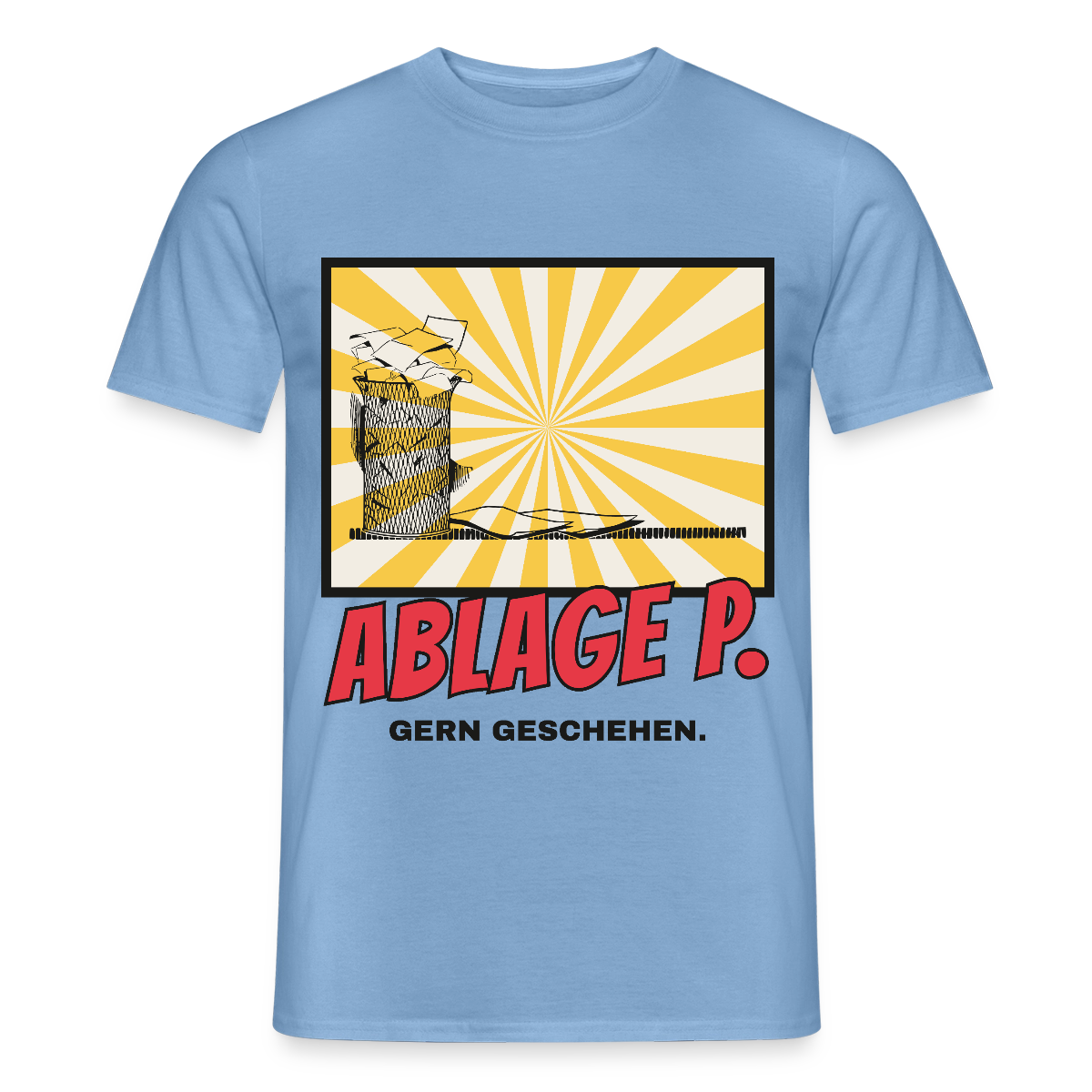 "Ablage P. Gern geschehen. Comic-Motiv" Motiv-T-Shirt für Männer, Farbe Carolina Blue