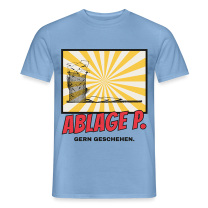 "Ablage P. Gern geschehen. Comic-Motiv" Motiv-T-Shirt für Männer, Farbe Carolina Blue