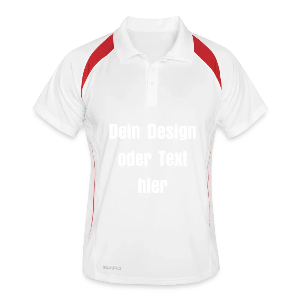 Männer Polo atmungsaktiv - personalisierbar - Weiß/Rot