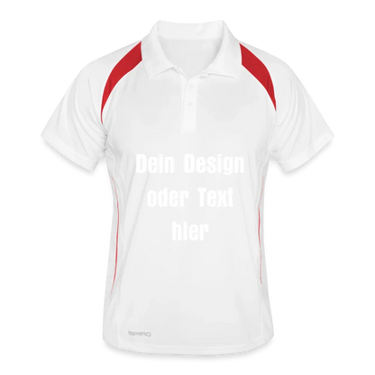 Männer Polo atmungsaktiv - personalisierbar - Weiß/Rot