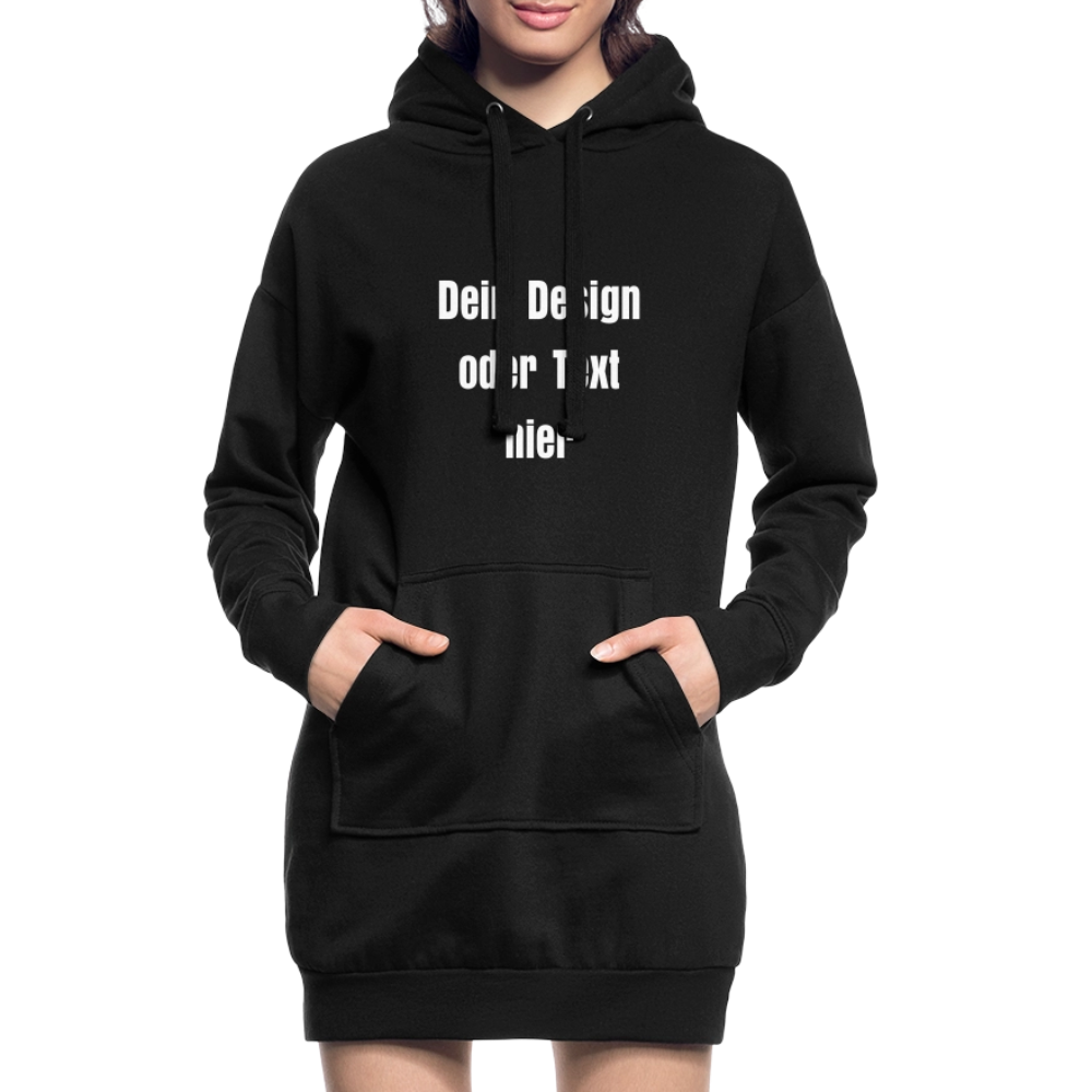 Hoodie-Kleid / Kapuzenpullover in Kleidlänge - personalisierbare Vorder- und Rückseite - Schwarz