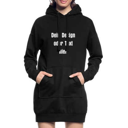 Hoodie-Kleid / Kapuzenpullover in Kleidlänge - personalisierbare Vorder- und Rückseite - Schwarz