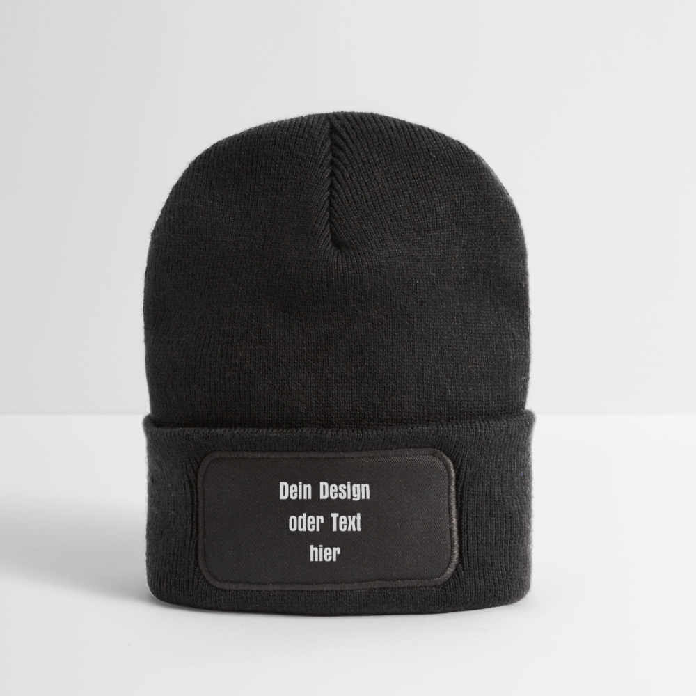 Recycelte Patch Beanie - personalisierbar - Dunkelgrau